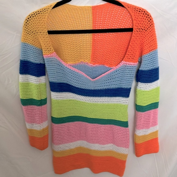 Other - Unbranded: Rainbow colored Knit Swimsuit coverup dress- sheer- XL